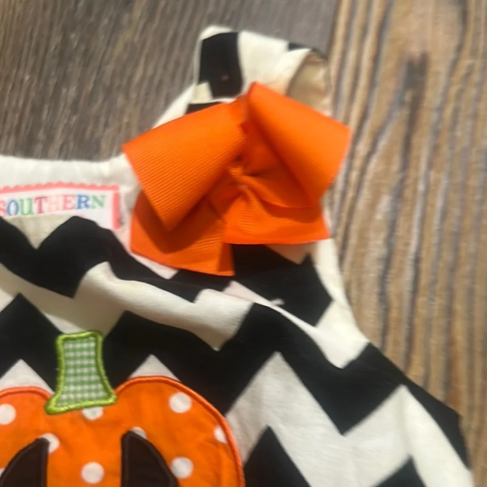 Orange and Black Halloween One Piece with Chevron Pattern - Picture 4 of 5